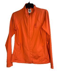 FootJoy FJ Full Zip Golf Windbreaker Jacket Orange Women S Athletic Fitted‎ TPC